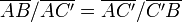 \overline{AB} / \overline{AC'} = \overline{AC'} / \overline{C'B}